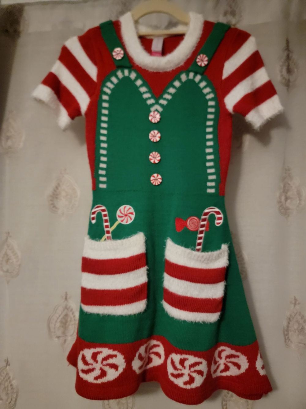 Knitted HOLIDAY ELF No Boundaries Red and White Kids Sweaterdress